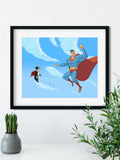 Boston terrier Superman and Krypto dog art wall decor
