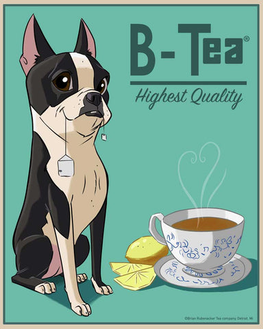 Boston terrier B-Tea label art print