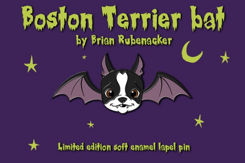 Boston Terrier bat pin