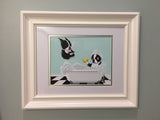 Boston Bath Time, Boston Terrier gifts, Boston Terrier lovers, boston terrier art print, wall decor