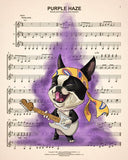 Boston Terrier musician, Boston Terrier gifts, Boston Terrier lovers, boston terrier art print, wall decor, Jimi Hendrix boston terrier