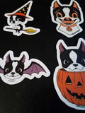Boston terrier vinyl Halloween sticker, boston terrier stickers, boston terrier gift, dog stickers, Halloween stickers, witch sticker