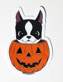 Boston terrier vinyl Halloween sticker, boston terrier stickers, boston terrier gift, dog stickers, Halloween stickers, Pumpkin sticker