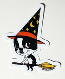 Boston terrier vinyl Halloween sticker, boston terrier stickers, boston terrier gift, dog stickers, Halloween stickers, witch sticker