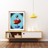 Boston Terrier gift, Boston Terrier in Space - Print from Oil Painting, Boston terrier wall art home decor, art print