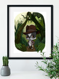 Indiana Jones Boston Terrier, Boston terrier gift, boston terrier art, boston terrier wall decor, indiana jones art