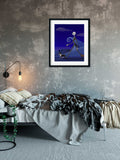 Jack Skellington walking a boston terrier