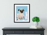 Pug gift, Pug art, pug print, pug wall decor, Cute Pug Dog Art Print, pug toilet paper, bathroom print, pug mom, pug lover