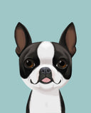 Boston Terrier gift, Boston Terrier art print, Boston terrier wall art home decor, art print, cute boston terrier face art