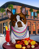 Boston terrier gift, New Orleans art, Boston Terrier print, boston terrier art, red boston terrier, brown bt