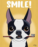 Boston toothbrush, Boston Terrier gifts, Boston Terrier lovers, boston terrier art print, wall decor, brush your teeth