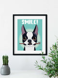 Boston toothbrush, Boston Terrier gifts, Boston Terrier lovers, boston terrier art print, wall decor, brush your teeth