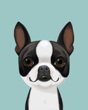 Boston Terrier gift, Boston Terrier art print, Boston terrier wall art home decor, art print, cute boston terrier face art