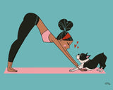 Boston terrier gift Boston terrier doing down dog  Boston terrier gift, boston terrier art, yoga art, dog art, boston terrier decor
