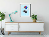 Boston terrier balloon gift art, Boston Terrier gifts, Boston Terrier lovers, boston terrier art print, wall decor, flying fart art print
