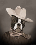 Boston Terrier gift, old west Boston Terrier Art, Print by Brian Rubenacker, boston terrier wall art print, boston terrier cowboy