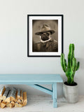 Pug gift, old west Pug Art, Print by Brian Rubenacker, Pug wall art print, Pug cowboy true grit