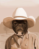 French bulldog gift, old west French bulldog Art, Print by Brian Rubenacker, French bulldog wall art print, French bulldog cowboy