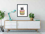 Boston terrier girt, boston terrier art, dog art print, Boston terrier wall art PRINT, Boston terrier decor, boston terrier donuts