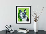Boston Terrier Dog Art print, Boston terrier gift, Boston terrier wall decor, Boston terrier home decor, paint by number inspired