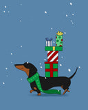 Dachshund Christmas Art, Dachshund gift, dachshund wall decor art print, dachshund holiday art print, dog art print