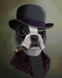 Boston Terrier gift, The Bowler Hat - Boston Terrier Art, Print by Brian Rubenacker, boston terrier wall art print