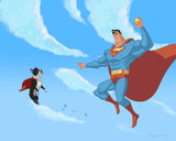 Boston terrier Superman and Krypto dog art wall decor