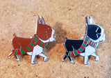 Boston terrier Christmas pin