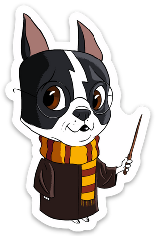 Boston terrier Harry Potter sticker