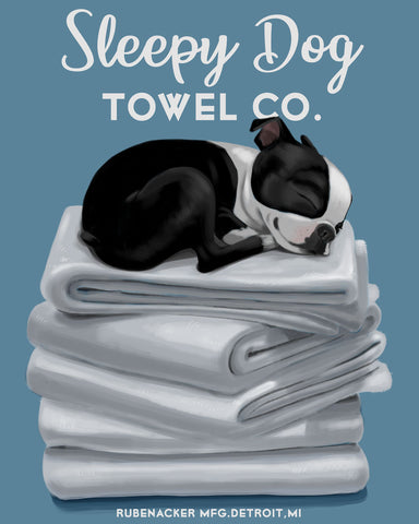 Boston terrier sleepy dog towels