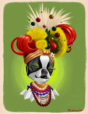 Boston terrier gift, wall art print, Boston terrier art, copacabana - Boston Terrier Dog Art print