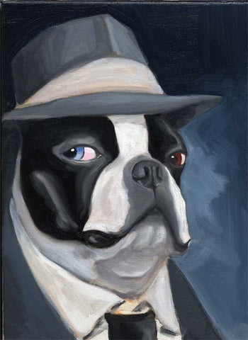 Boston terrier gift, Old Blue Eye - Boston Terrier dog art print, boston terrier decor, wall decor, rat pack, painting