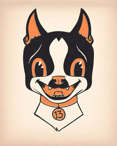 Boston Terrier print, halloween vintage, Dog art print
