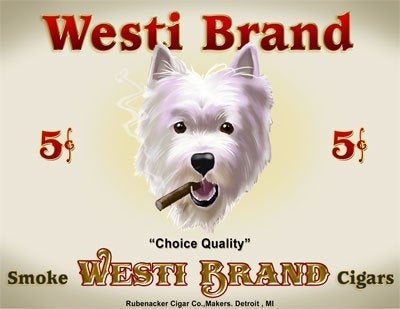 West Highland Terrier Cigar Label Print