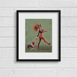 Boston Terrier gift, Harley Quinn walking a Boston Terrier, Boston Terrier art, Boston Terrier print