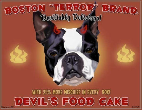 Boston Terrier Devil's Food Cake kitchen decor, boston terrier dog art gift, kitchen gift, boston terrier lover