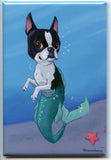 Boston terrier gift, boston terrier Magnet, boston terrier mermaid, cute boston, mermaid art