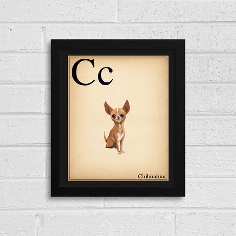 Chihuahua Gift, Portrait Artwork Custom Dog Portrait, Dog Painting Print Pet Wall Decor, Kid's Room Art, ABC flash cards