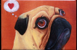 Pug with heart cute dog art magnet, pug gift, pug art, pug lover, pug gift, refrigerator magnet