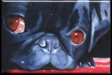 Pug gift, pug art, Pug Black cute dog art magnet, pug magnet, black pug