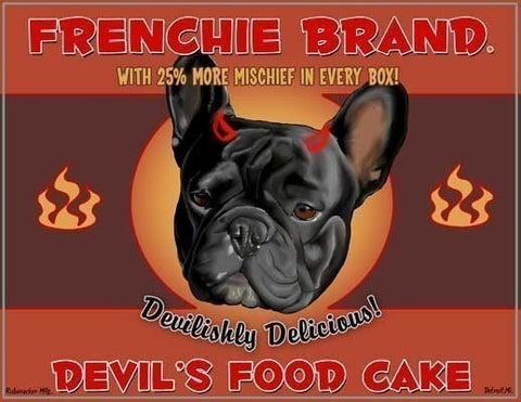 French bulldog gift, French bulldog gift Devil's Food Cake, French Bulldog art print, Frenchie food label