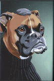 Boxer dressed dog art magnet, Boxer dog breed gift, kitchen magnet of a boxer
