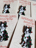 Boston terrier Christmas lights pin