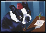 Boston terrier martini bar cute dog art magnet, Boston terrier gift, bar decor, boston terrier at the bar