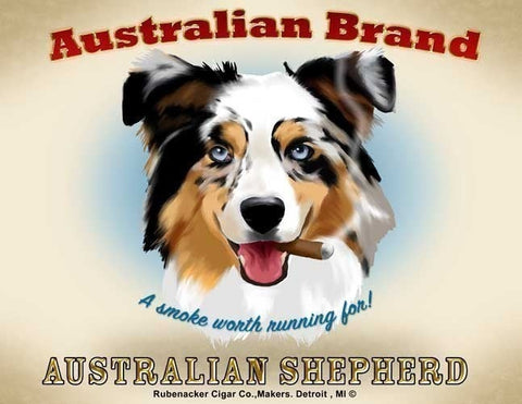 Australian Shepherd Cigar Label Art
