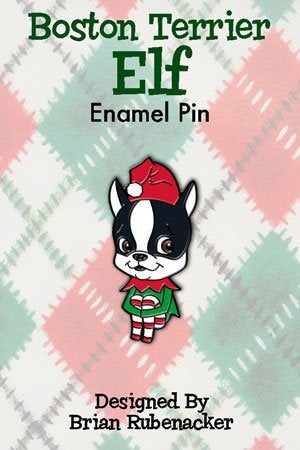 Boston terrier vintage elf pin