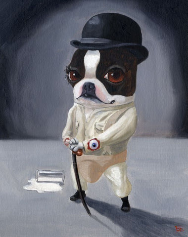 Clockwork Terrier - Boston Terrier dog art print, boston terrier clockwork orange, boston terrier gift, wall decor, pop art