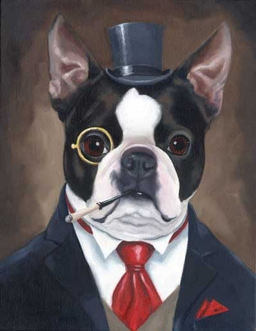 Boston Terrier American Gentleman Art Print, Boston terrier art, boston terrier gift, boston terrier wall decor