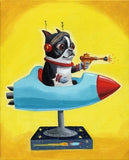Boston Terrier gift, Space Rangers - Boston Terrier art print, space rocket Wall Decor, boston terrier home decor