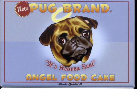 pug angel food label cute dog art magnet, pug gift, pug fridge magnet art, pug angel, pug lover